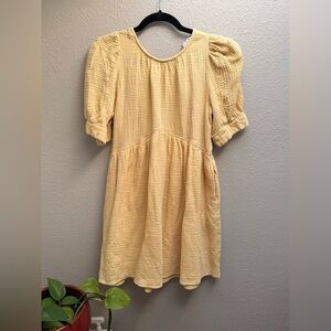 &merci Pastel Yellow Puff Sleeve Dress - L